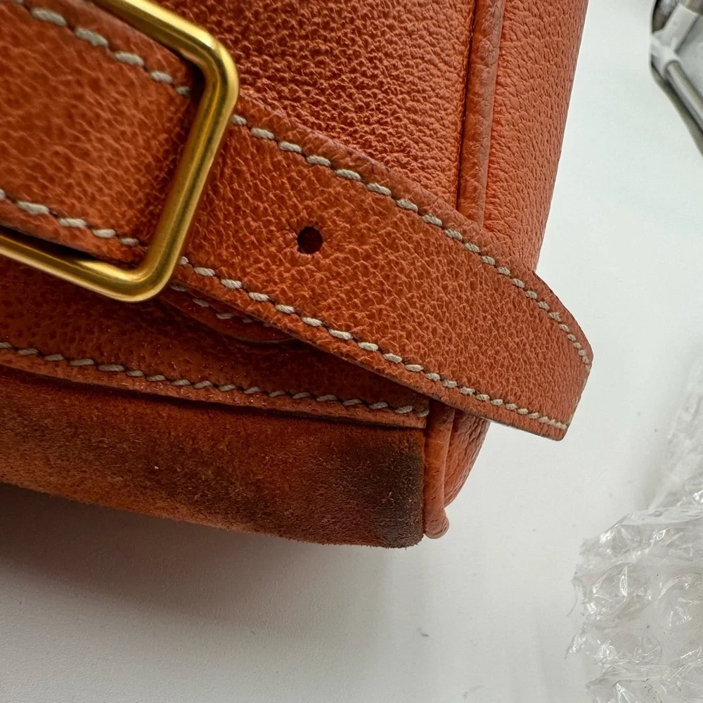 Gucci-Authentic-Vintage - Bamboo Backpack Purse Suede Leather Orange - Picture 8 of 16